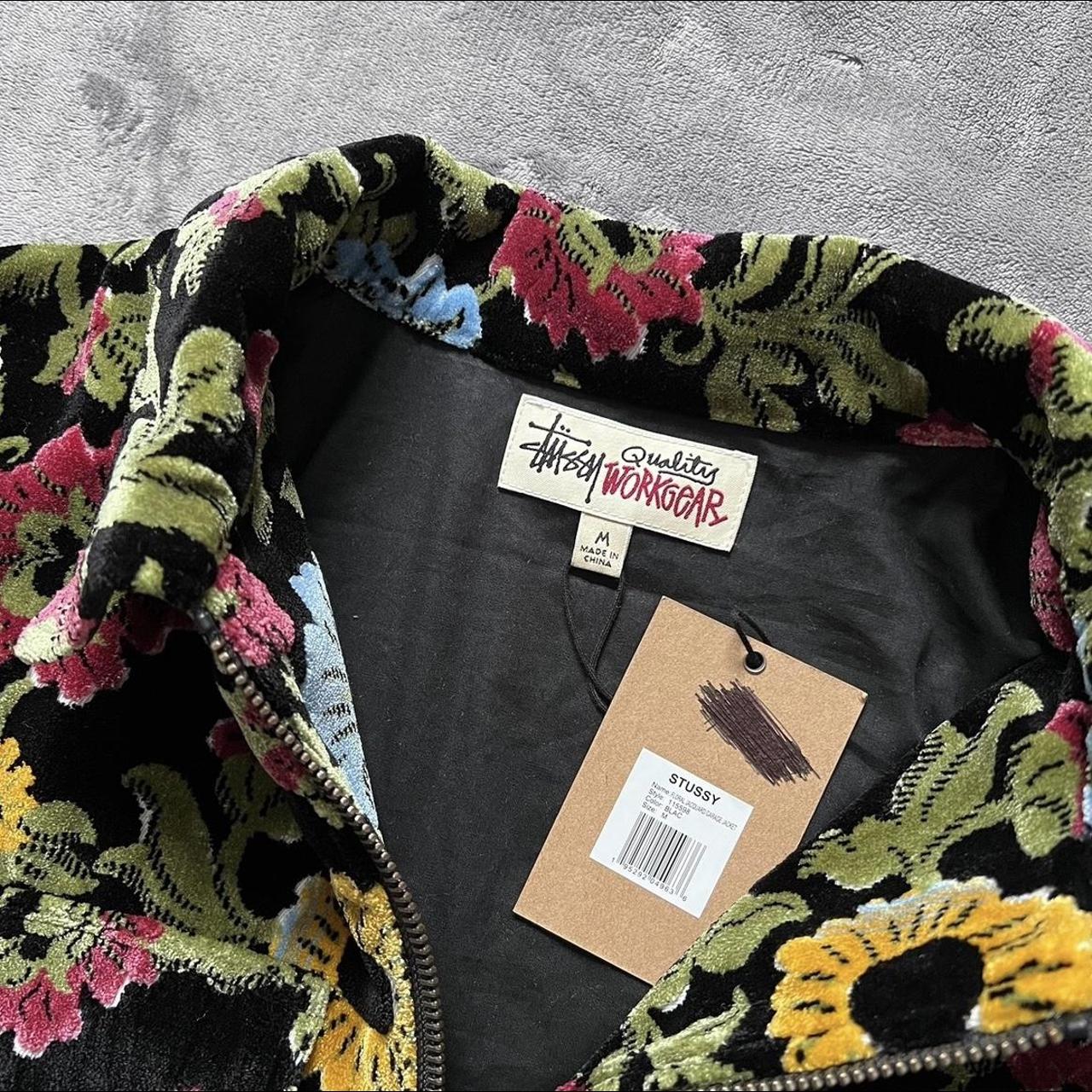 Stussy Floral Jacquard Garage Jacket - Black/Multi... - Depop