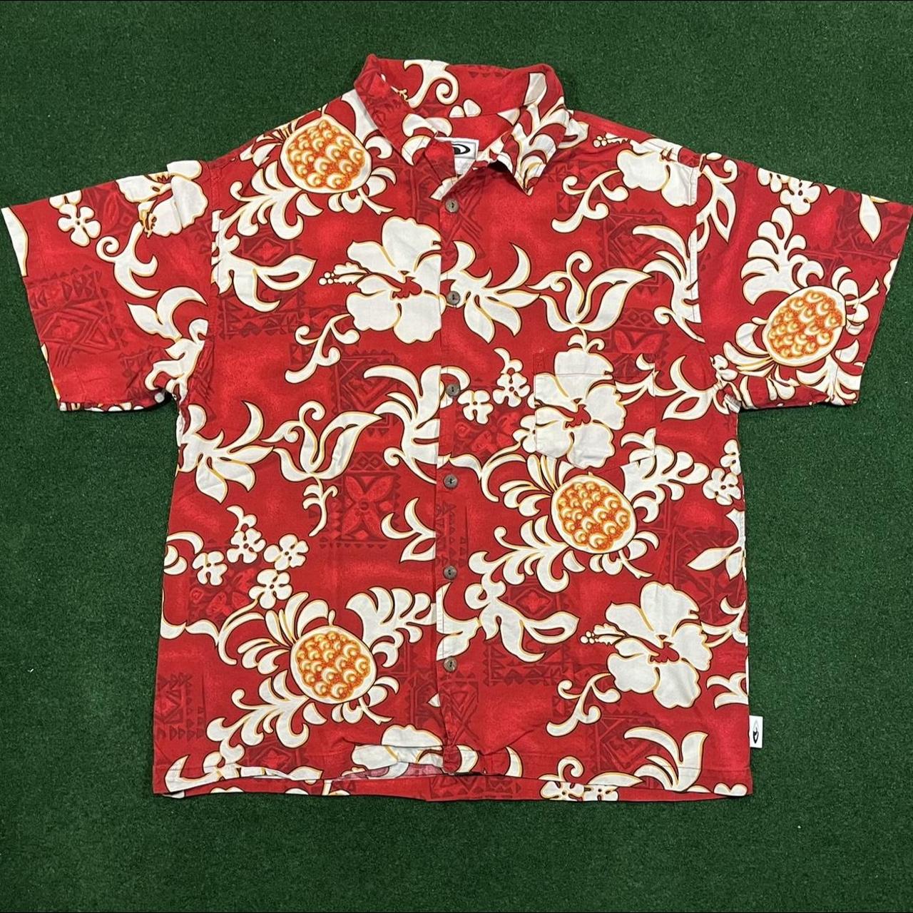 Red and Gold Hibiscus Hawaiian Shirt