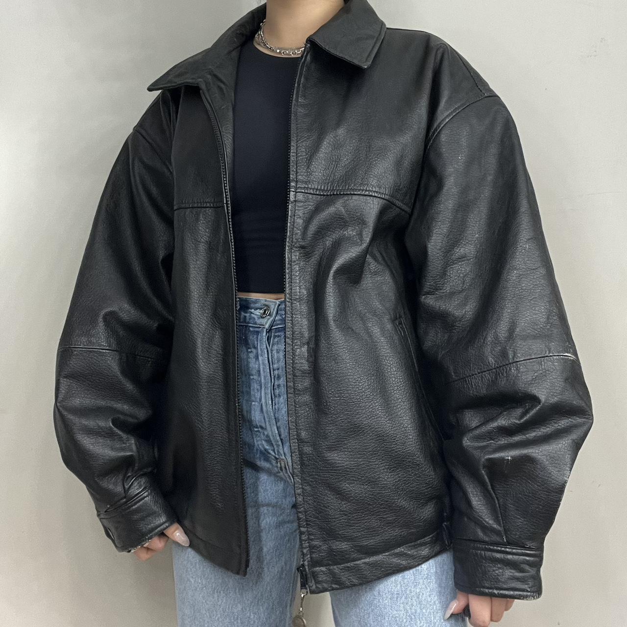 Vintage 90s Oversized leather bomber jacket ️ so... - Depop