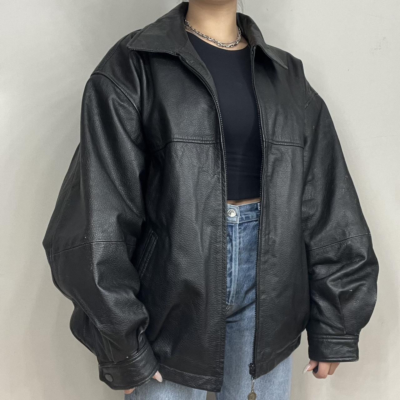 Vintage 90s Oversized leather bomber jacket ️ so... - Depop