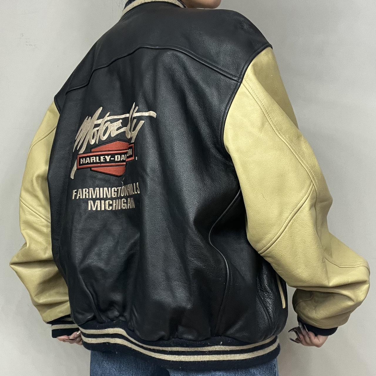 Vintage Harley Davidson leather bomber jacket. Very | Depop