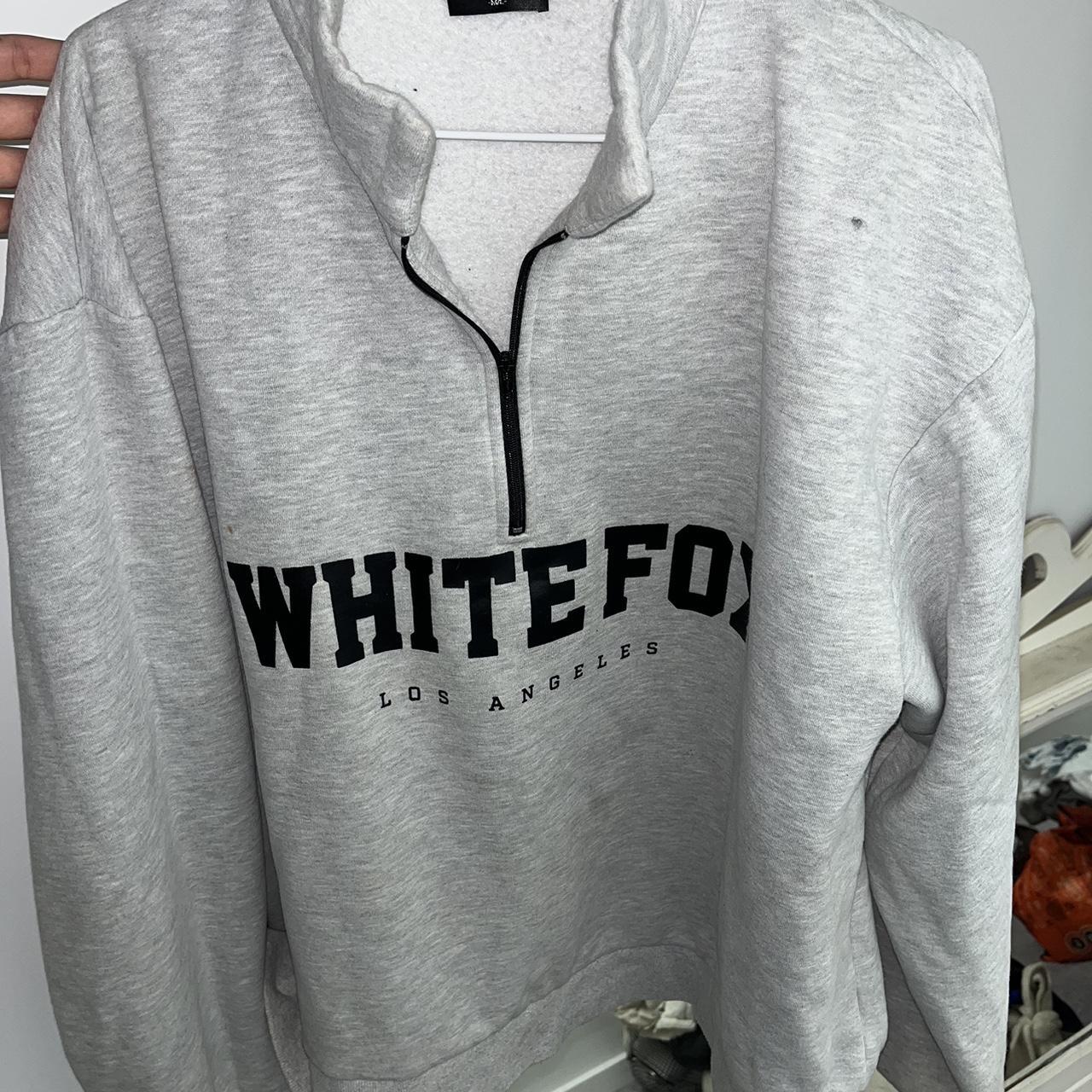 White fox 1/4 zip jumper, super fluffy and warm - Depop