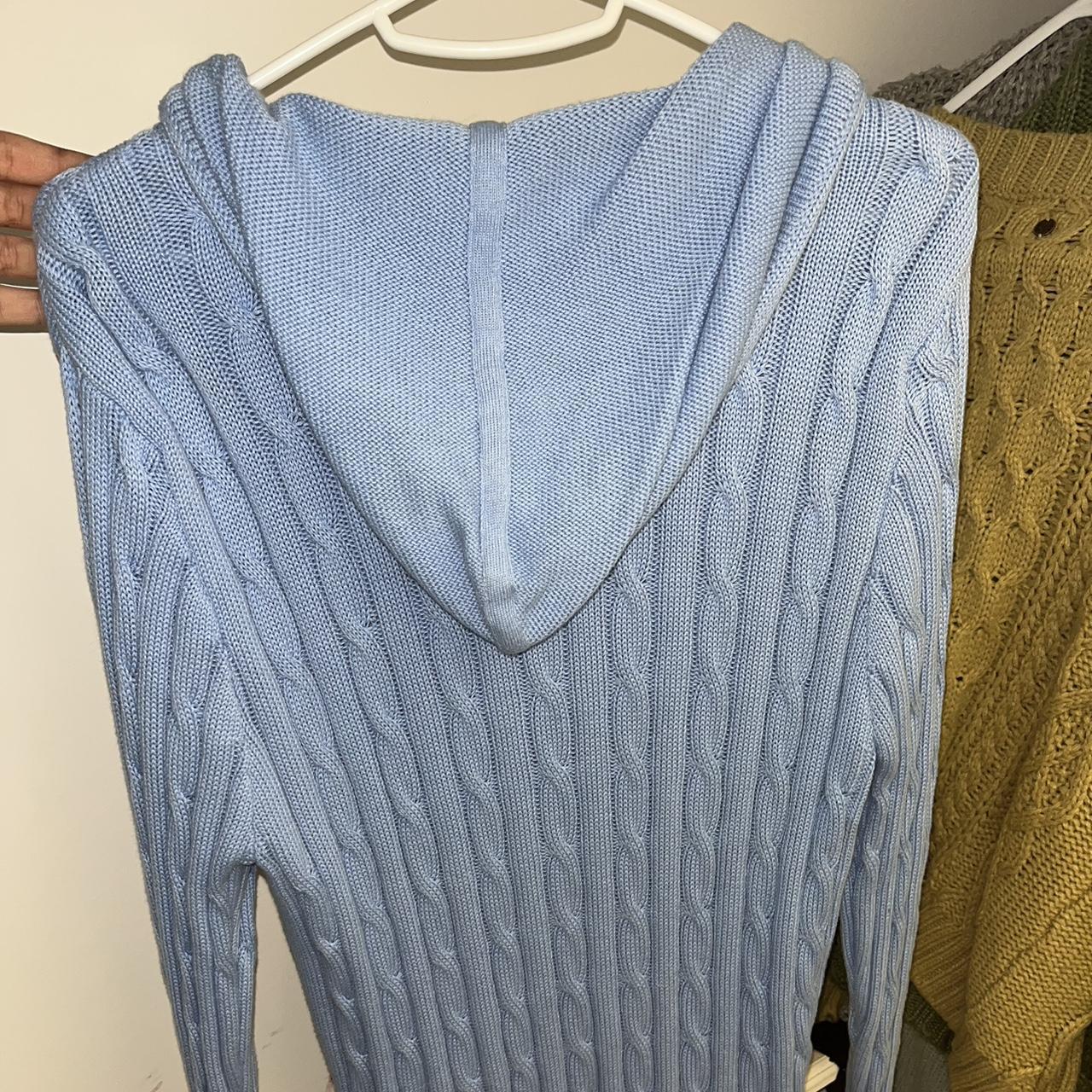 Ringers western powder blue cable knit full zip hoodie - Depop