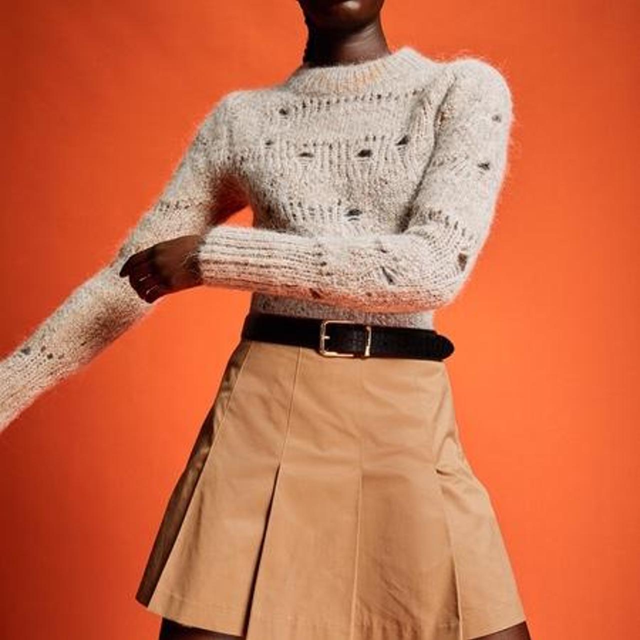 H&M tan pleated miniskirt size 6. new without tags.... Depop