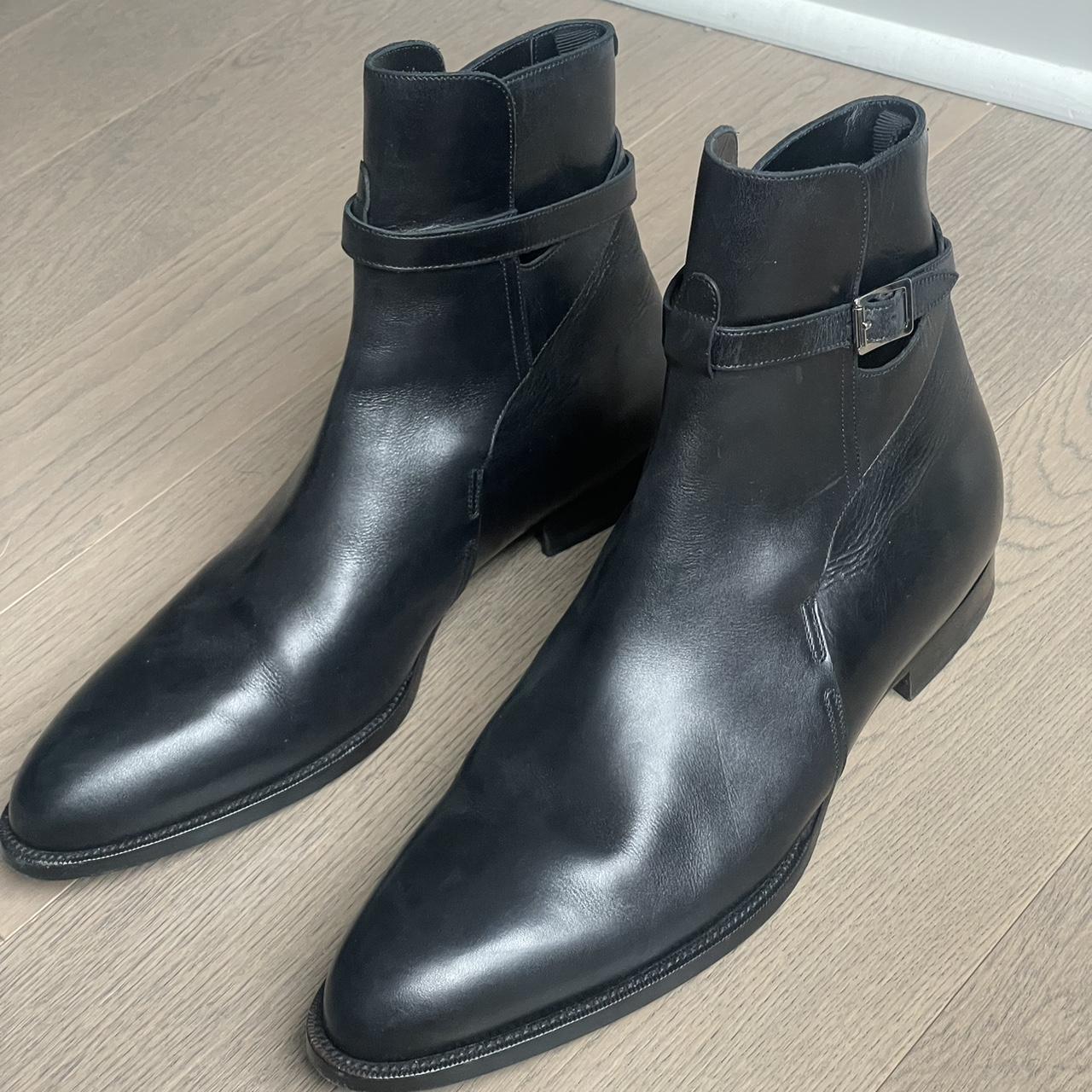 CELINE Men's Black and Silver Boots | Depop