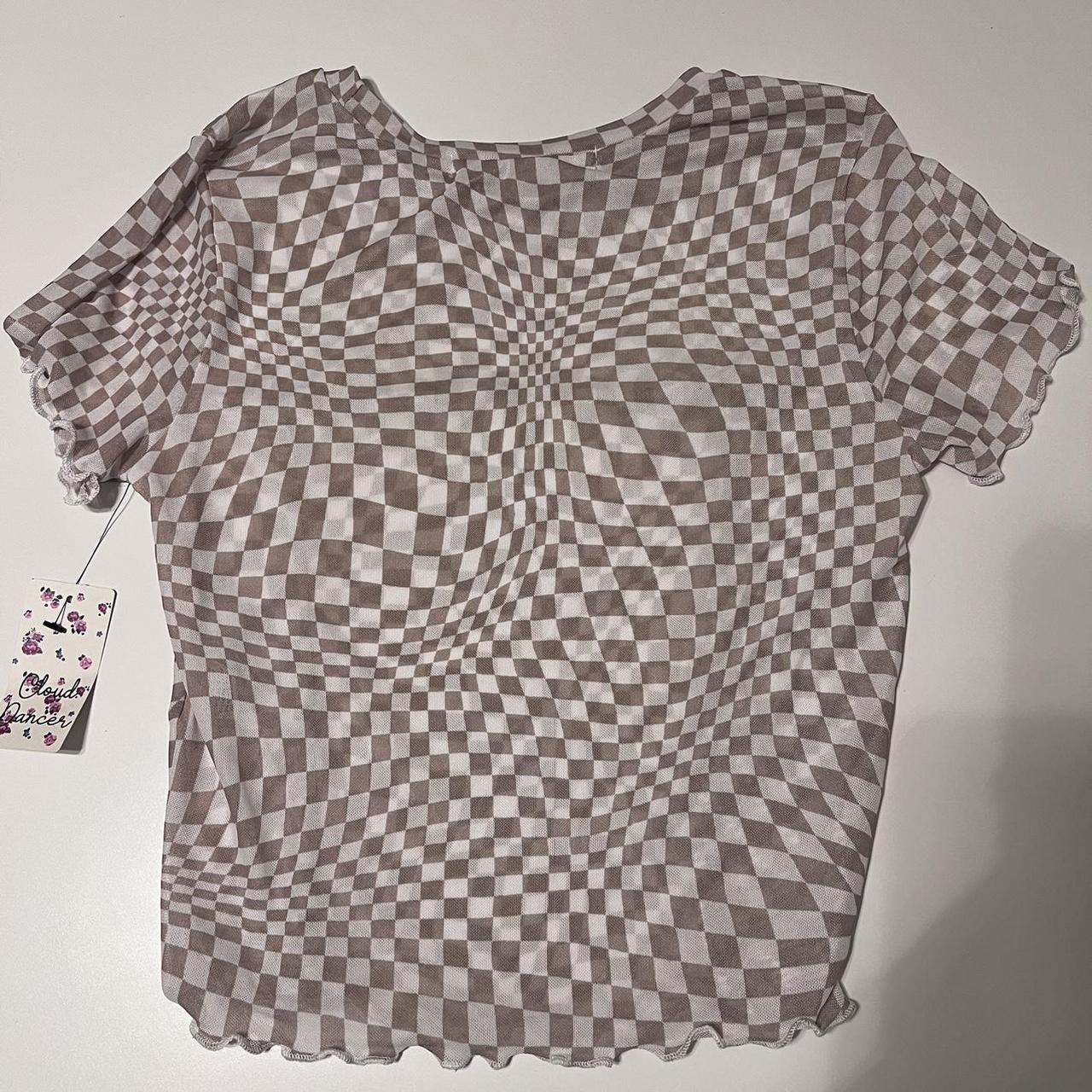 Cute checkered mesh top Size s New with... - Depop