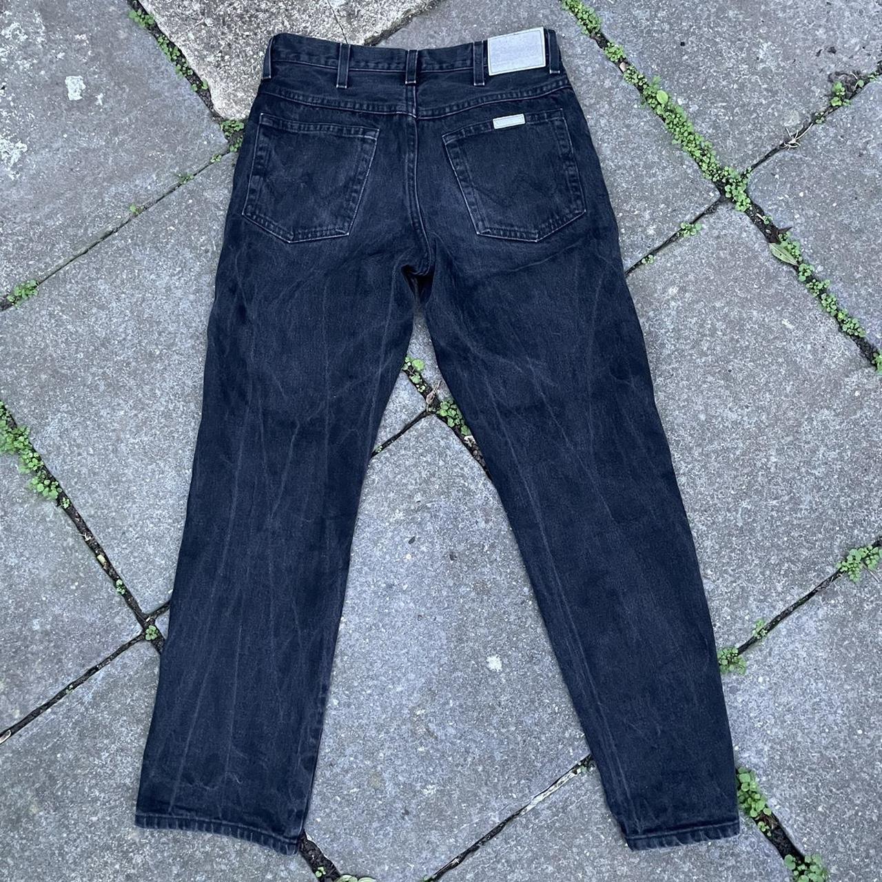 Wrangler vintage baggy straight leg black jeans. W32... - Depop