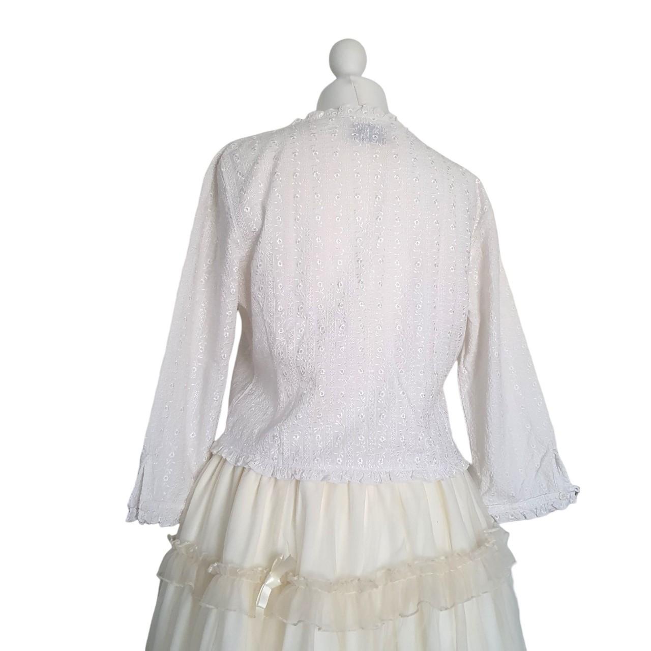 Cotton Floral Bolero Jacket • White cotton bolero... Depop