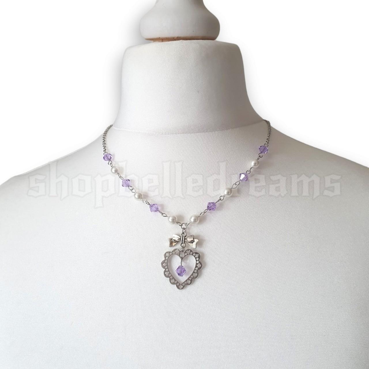 Frilly Heart Necklace Purple Cute and angelic... Depop