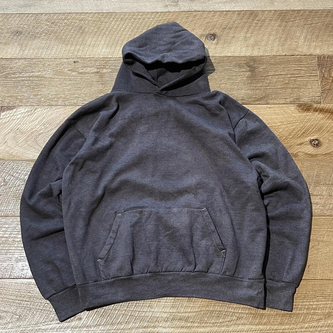 Vintage 1970’s / 1980’s blank hoodie. Faded black /... - Depop