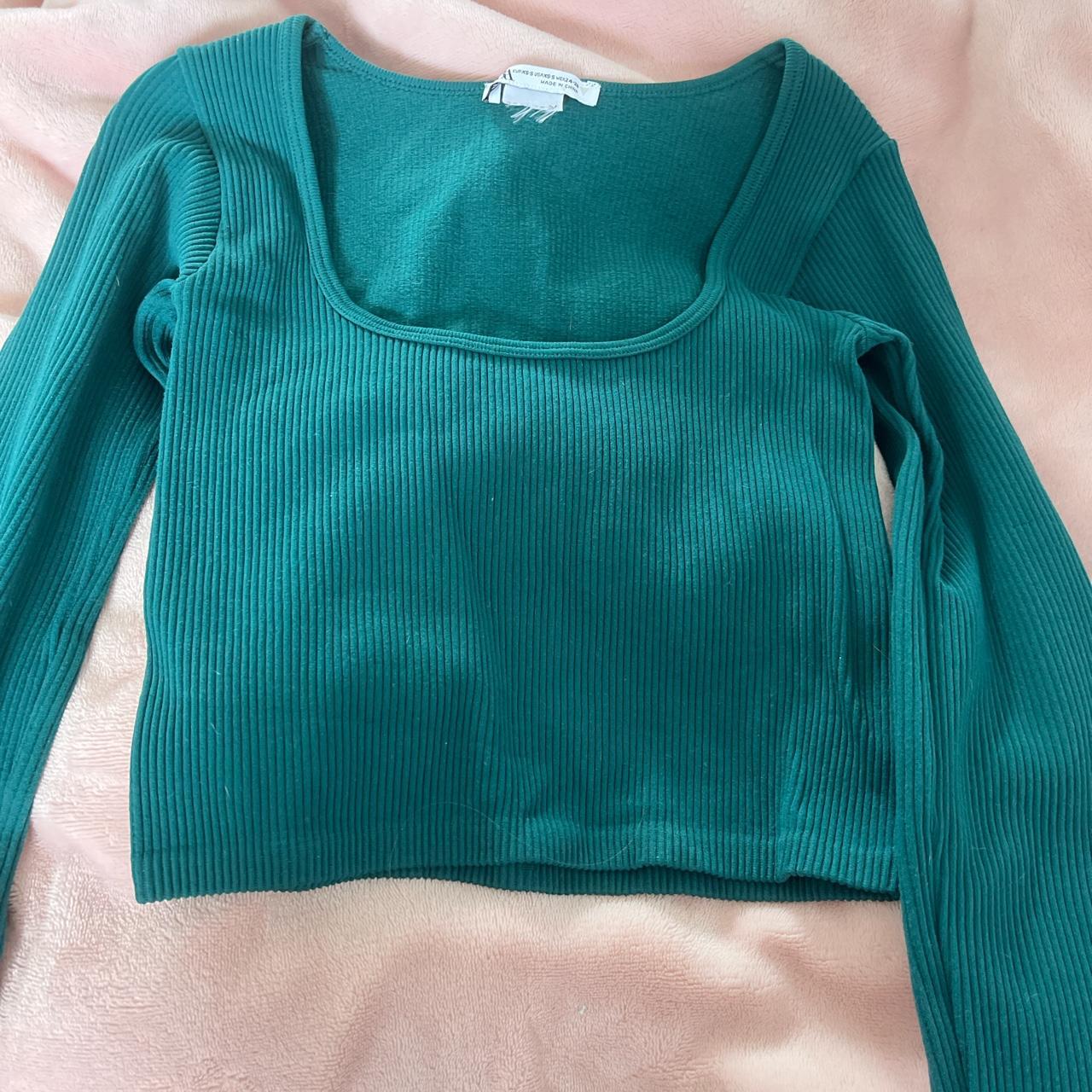 Zara seamless SET of leggings and top - green Never... - Depop