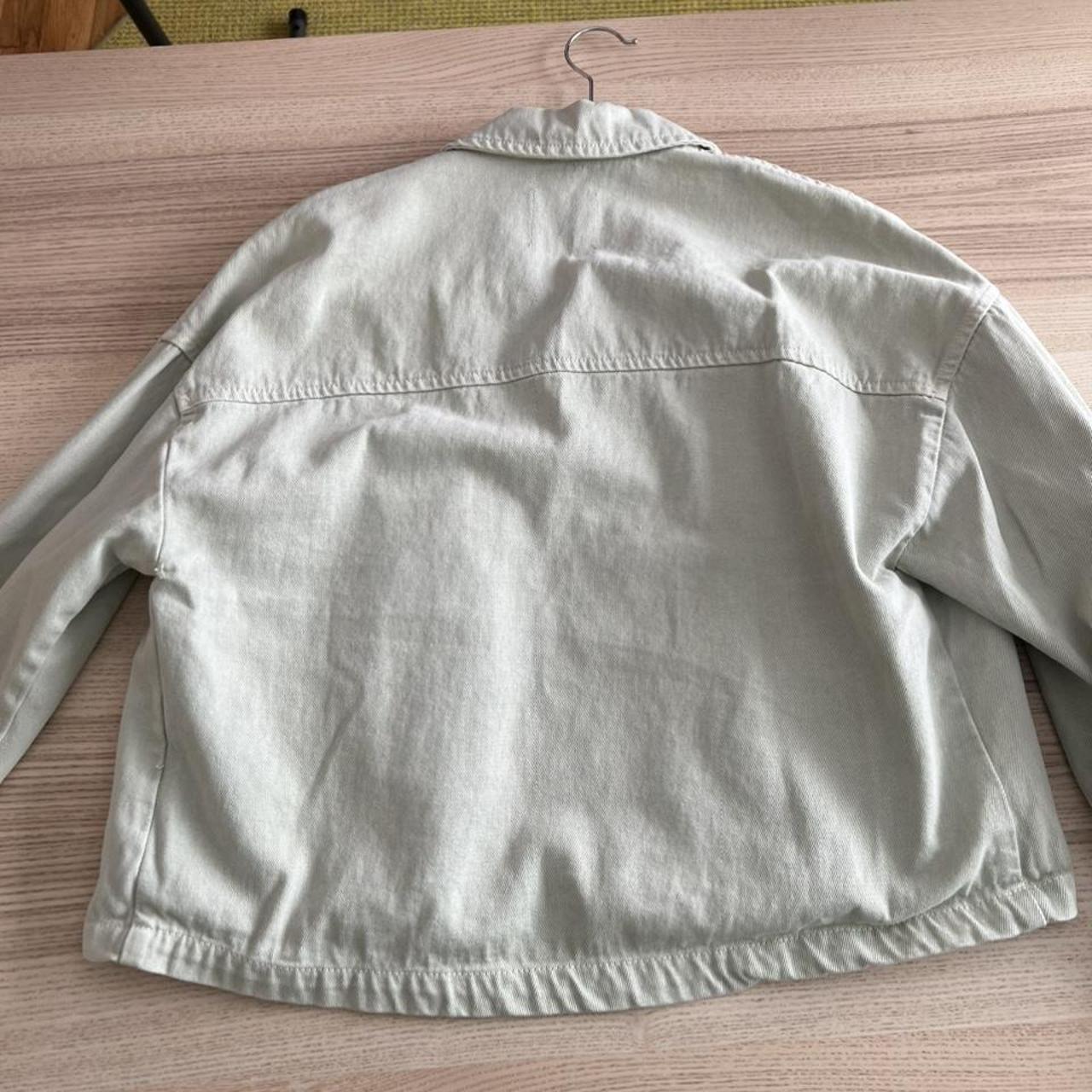 mint green slightly cropped zara denim jacket, size... Depop