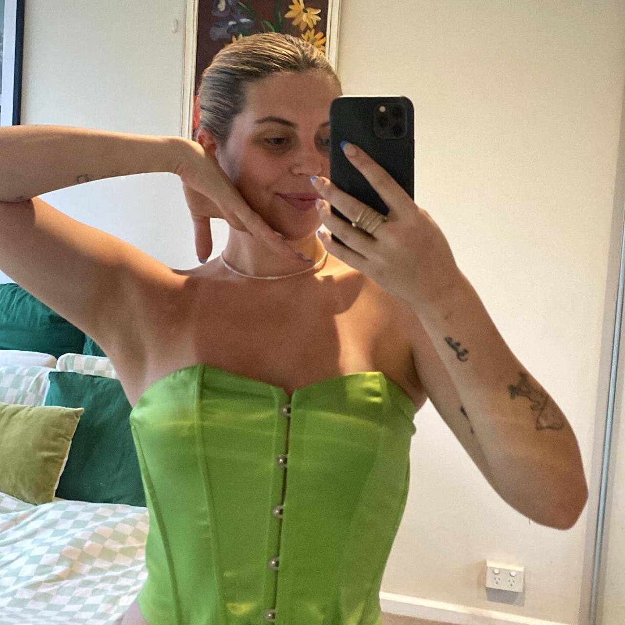 Princess Polly Women's Green Corset Depop