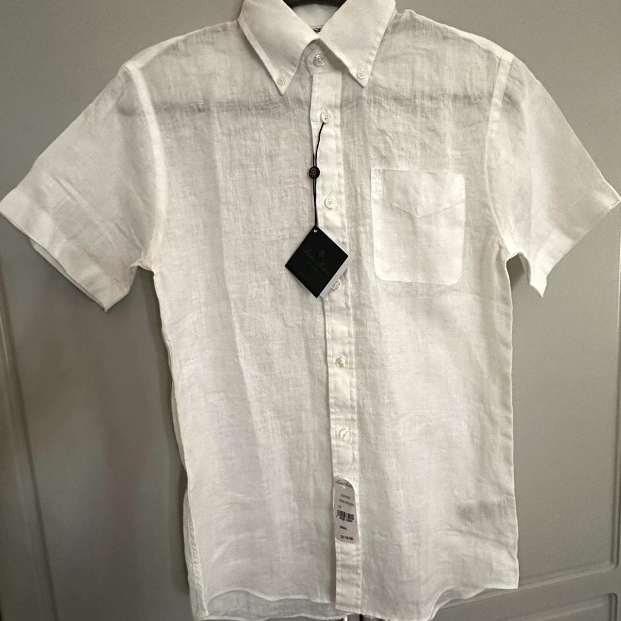 Lucky Brand Linen Blend Short Sleeve Striped Button - Depop