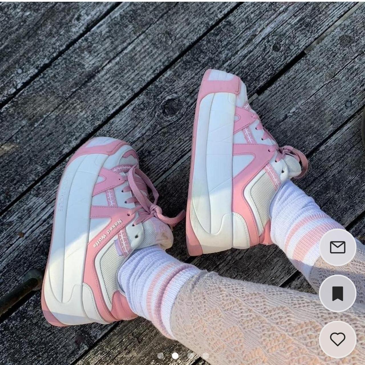 Naked Wolfe Pink And White Slider Sneaker Depop