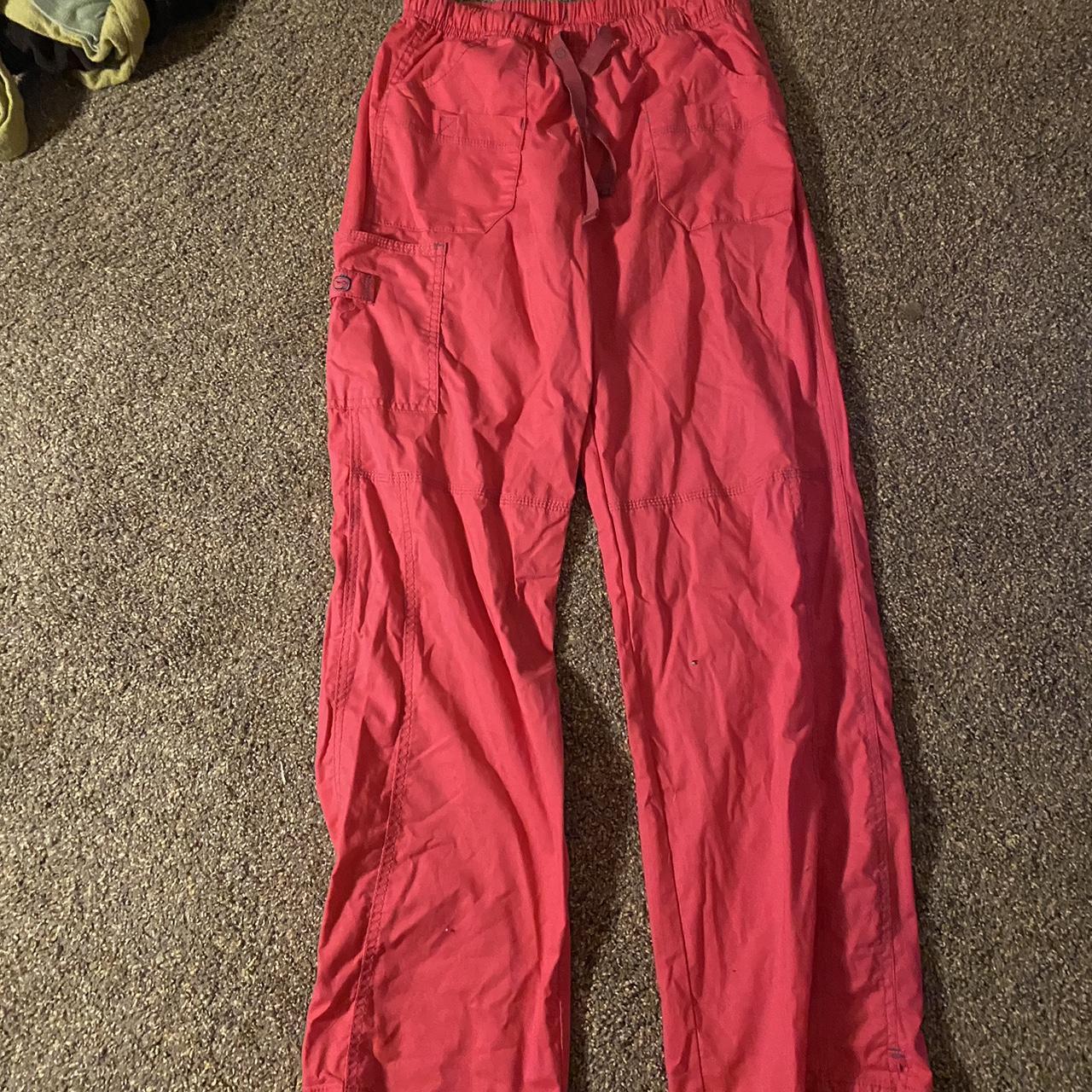 hot pink spread good cheer cargo scrub pants !!!... - Depop