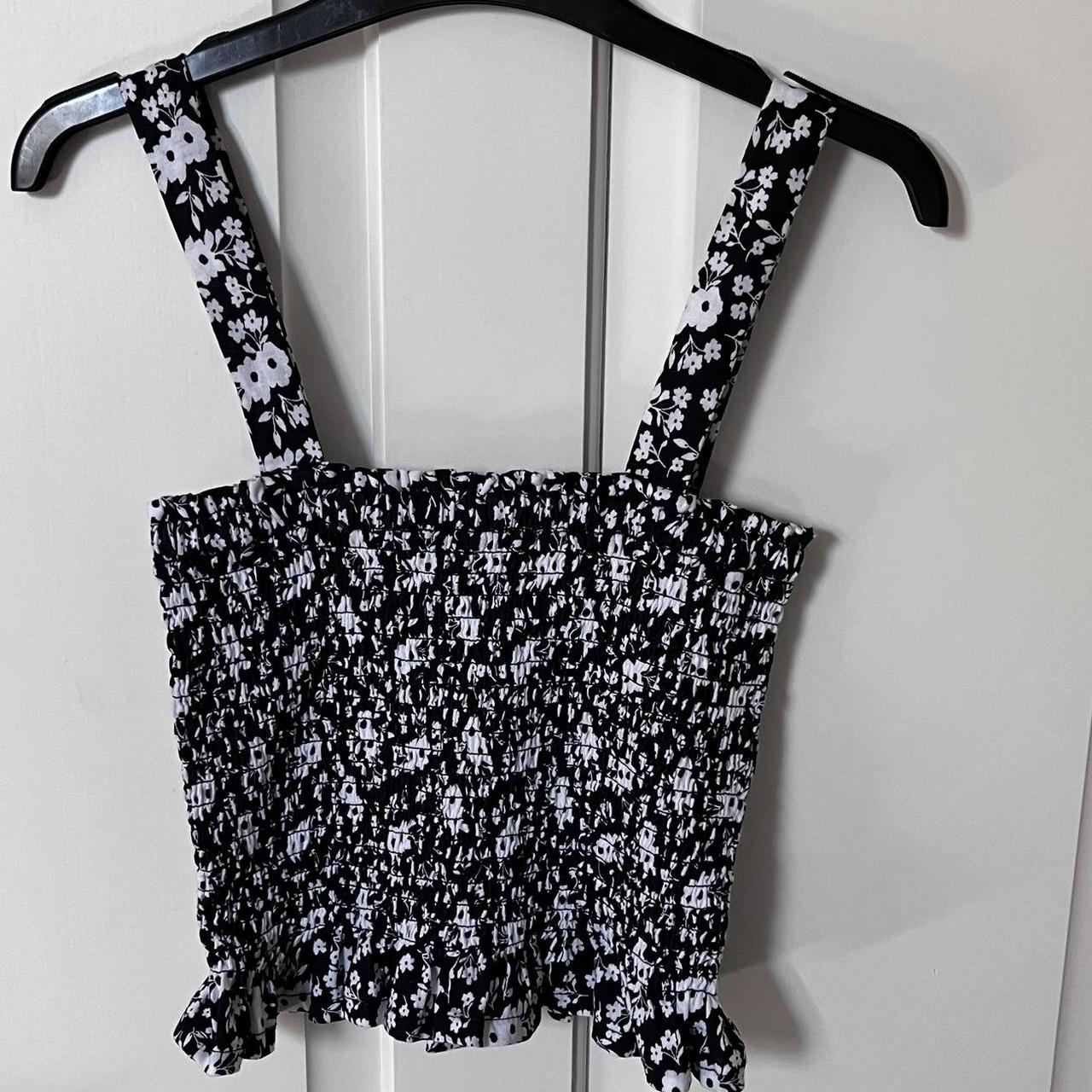 Primark black floral cropped cami top never worn,... Depop
