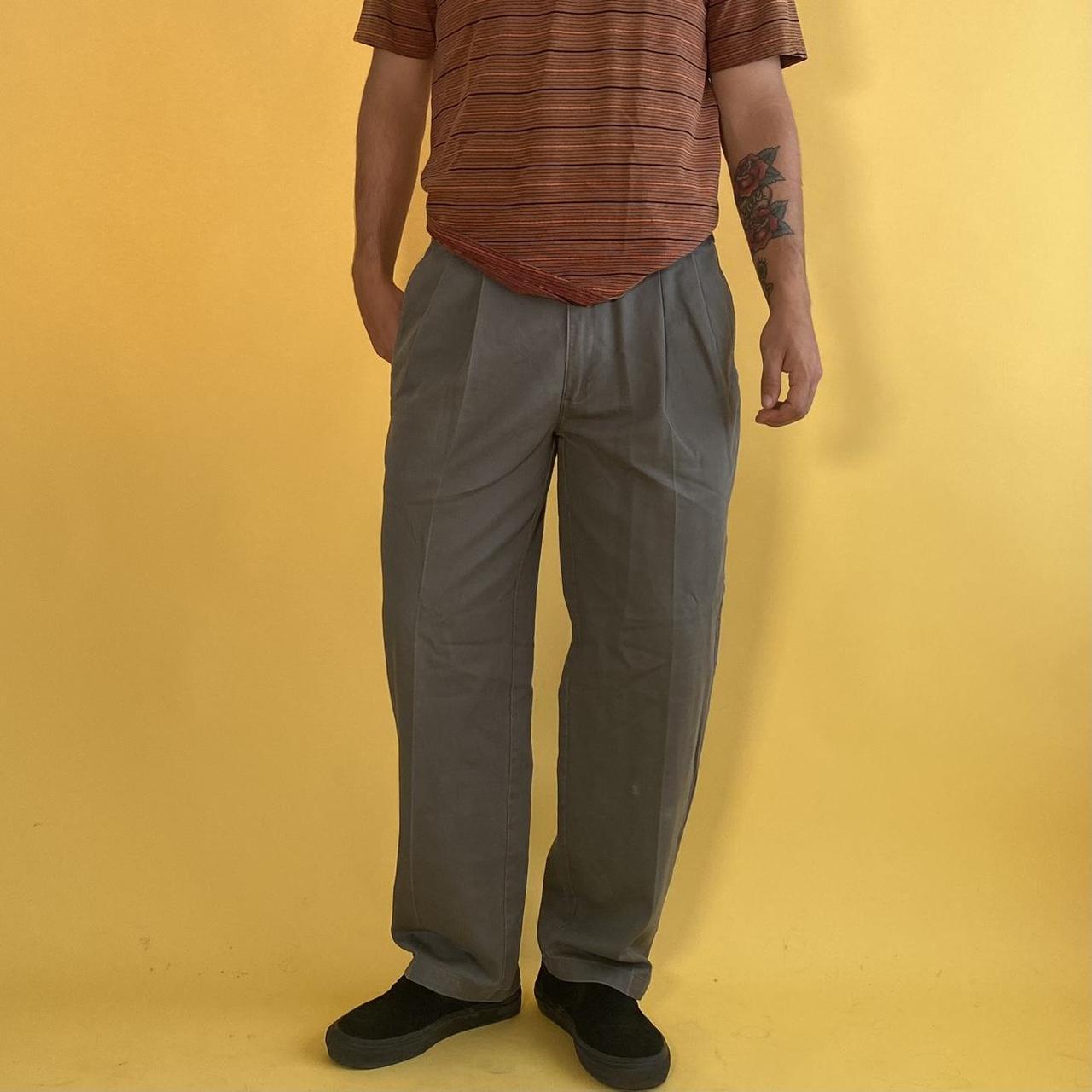 Y2K Pleated Gray Van Heusen pants! Marked as a size... - Depop