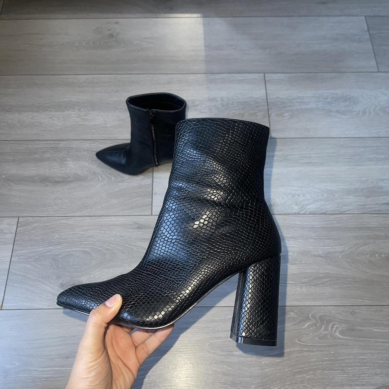 croc block heel boots
