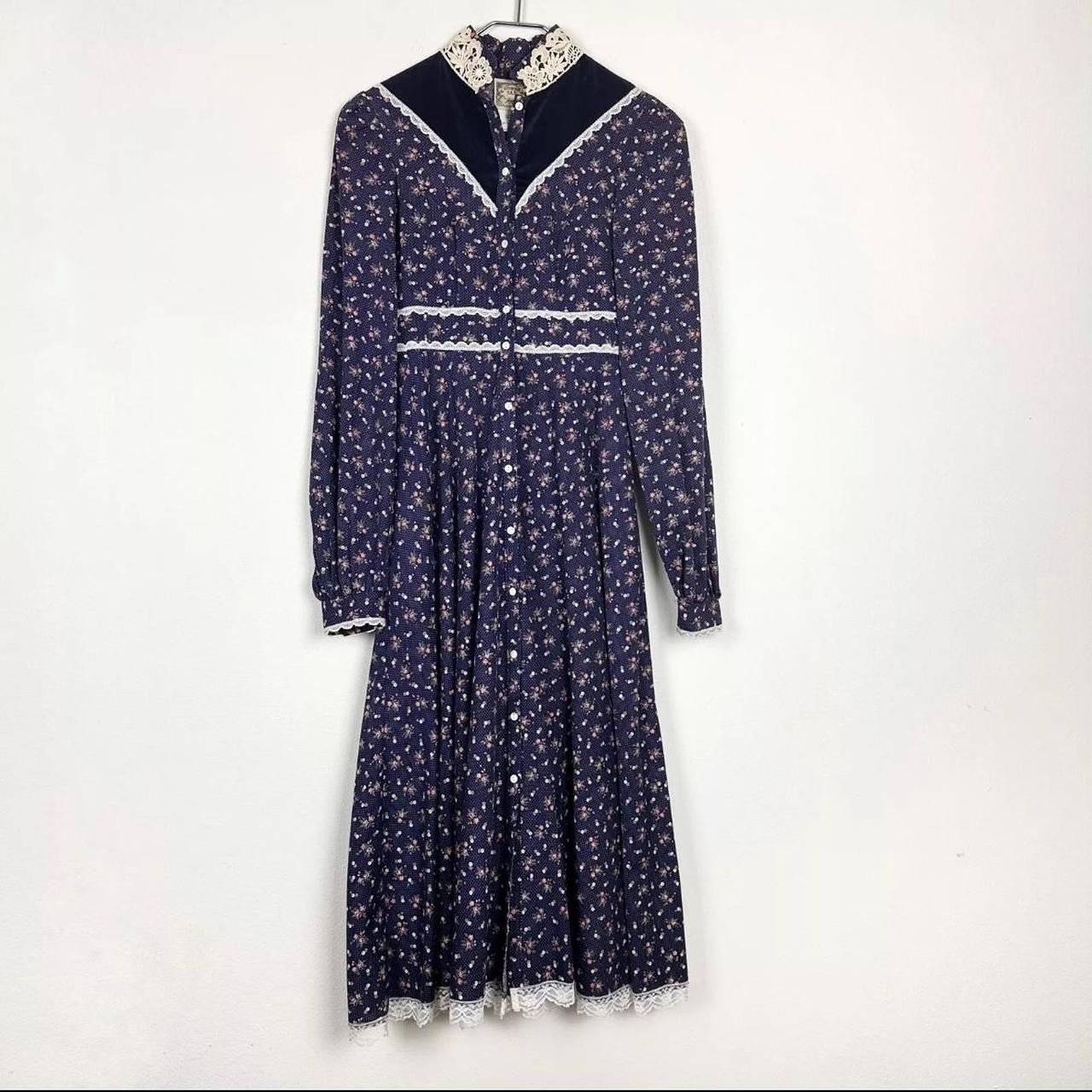 Gunne Sax Women's A-line Dress Navy/Blue – Vintage 70's