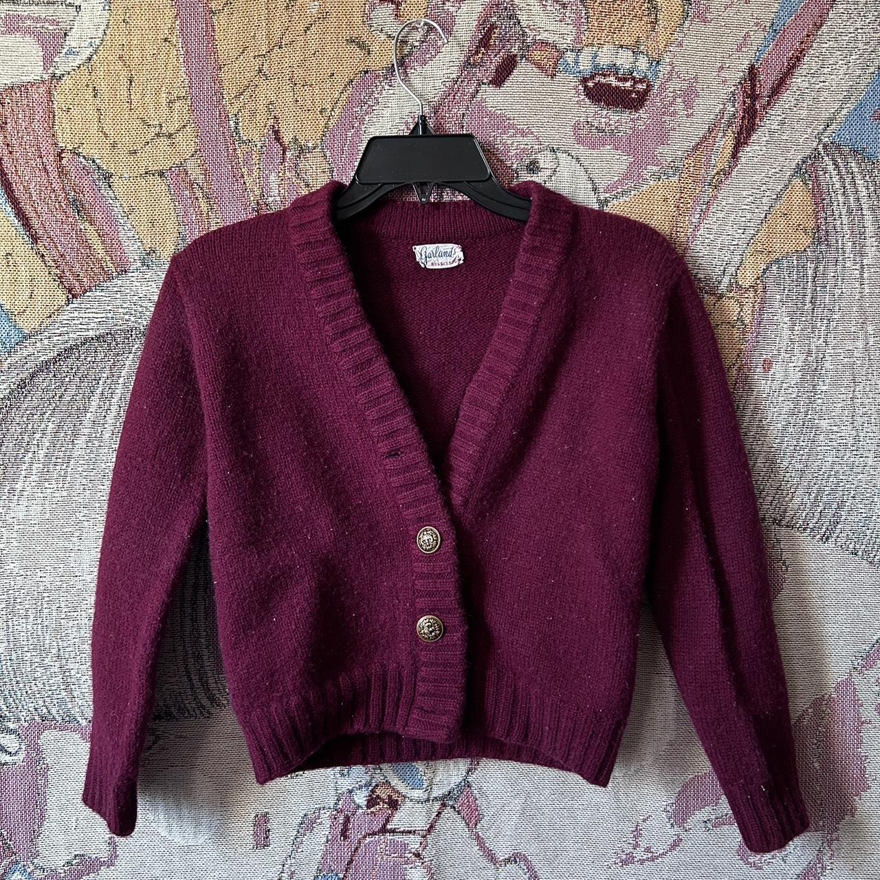 vtg wool burgundy cardigan, super warm! boxy... Depop