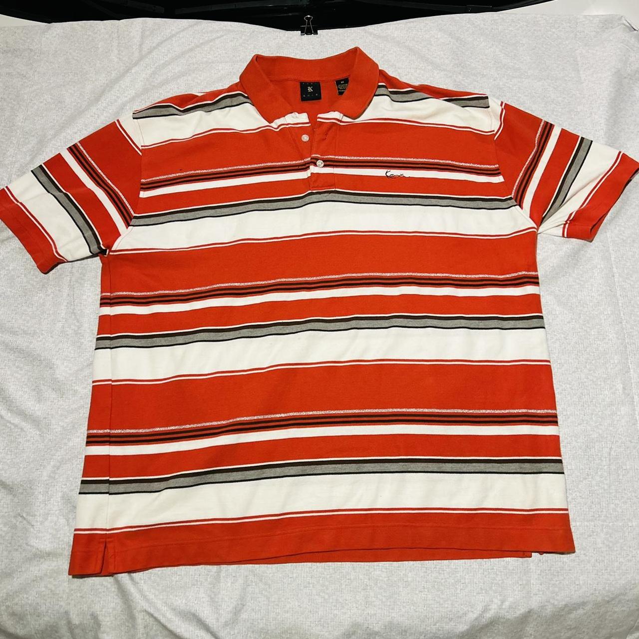 Karl Kani Polo Shirt Orange Stripe Y2K preowned