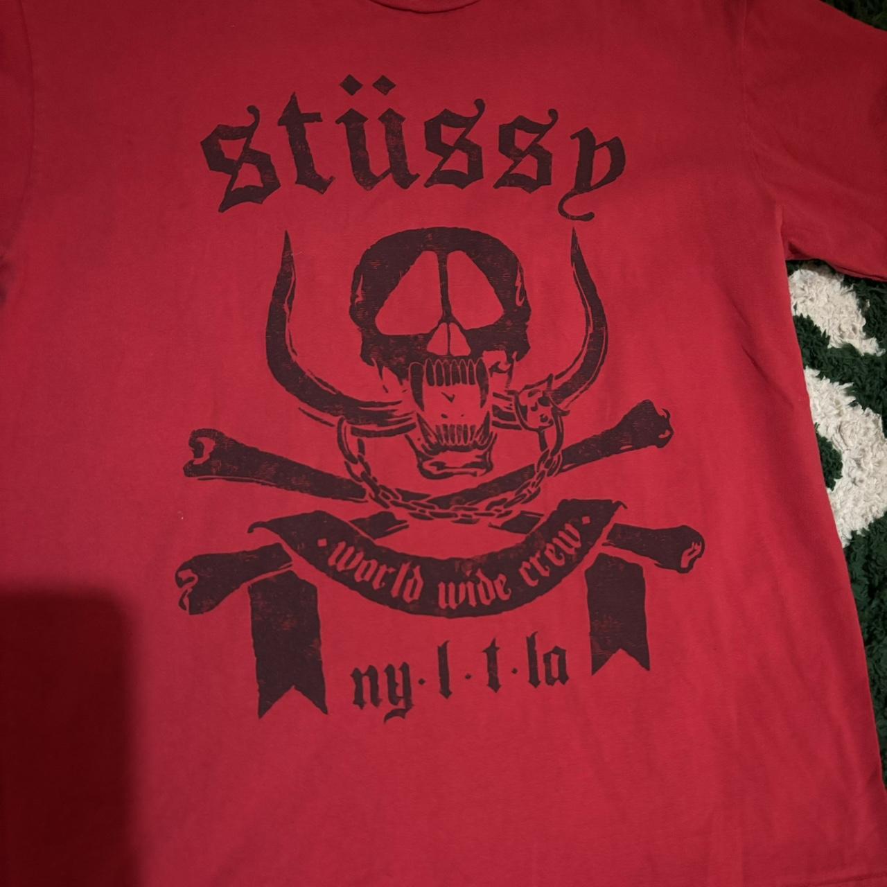 Stüssy red and black skull cotton t-shirt motorhead...