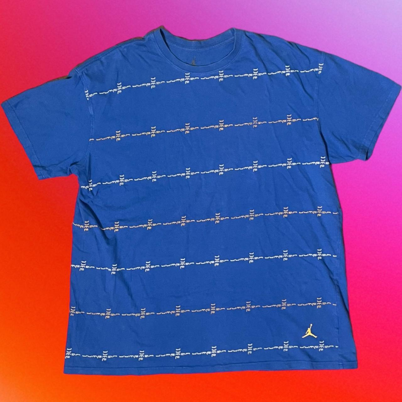 blue and yellow jordan shirt