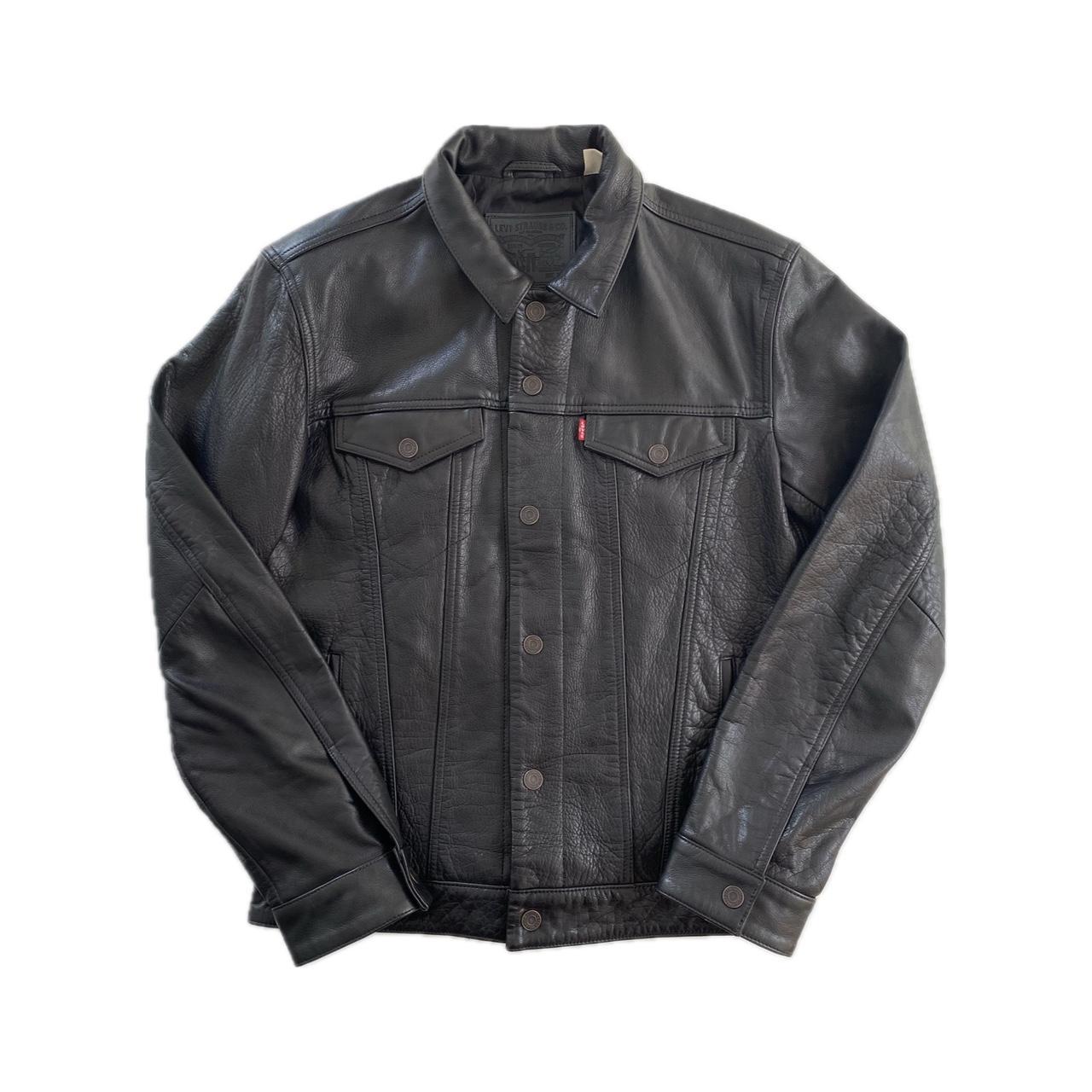 Levi's buffalo leather trucker jacket hotsell