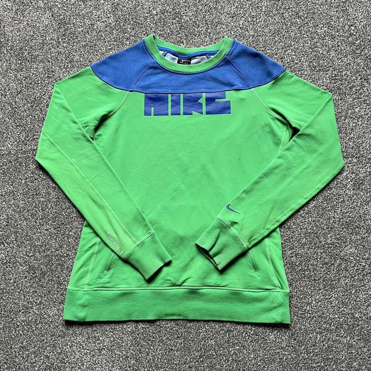 Nike Women's Green and Blue Sweatshirt Depop