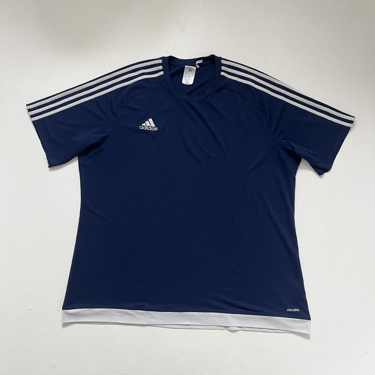 Vintage navy Adidas Climalite t shirt - XXL White... - Depop