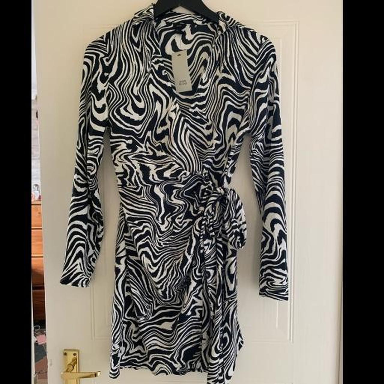 River Island Zebra Print Wrap Dress, Size 8,