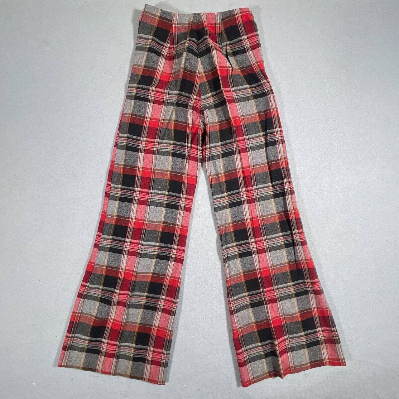 Women's Pants - Red/Grey - 12 – VTG 70s Plaid Bel… - image 8