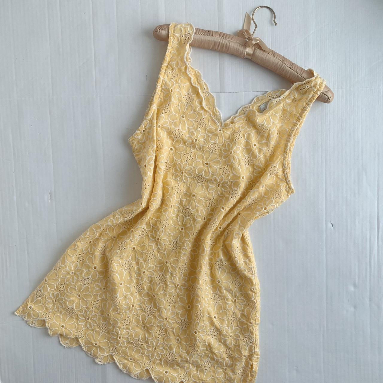 Mud Pie Women S Yellow And White Dress Depop   P0 