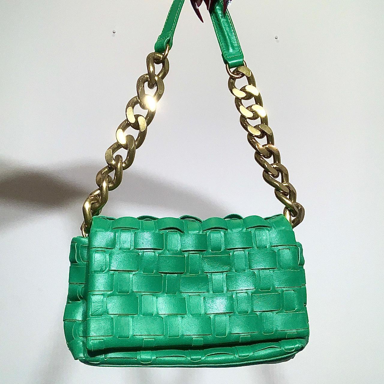 Shops Zara green mini gold chain bag