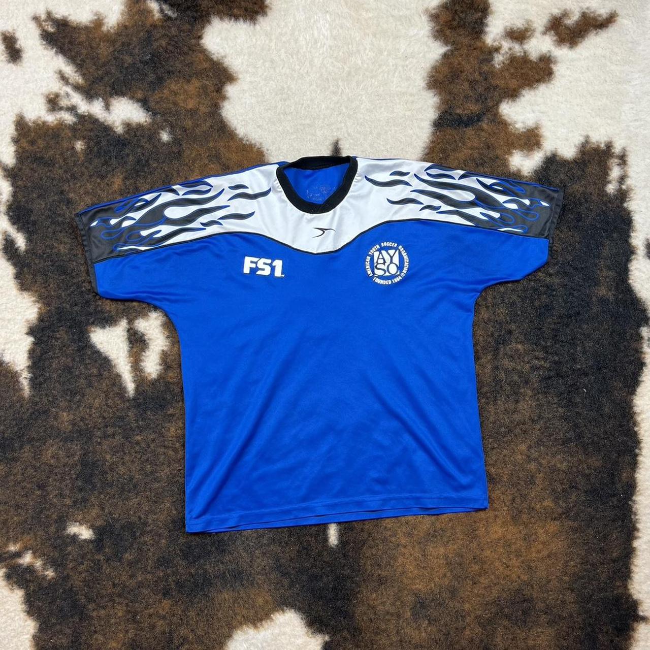 High school Soccer Jersey Crazy flame pattern on the... Depop