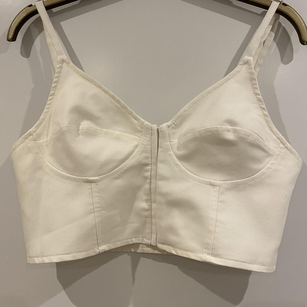 White Zara Cropped Corset With Hook And Eye Front Depop