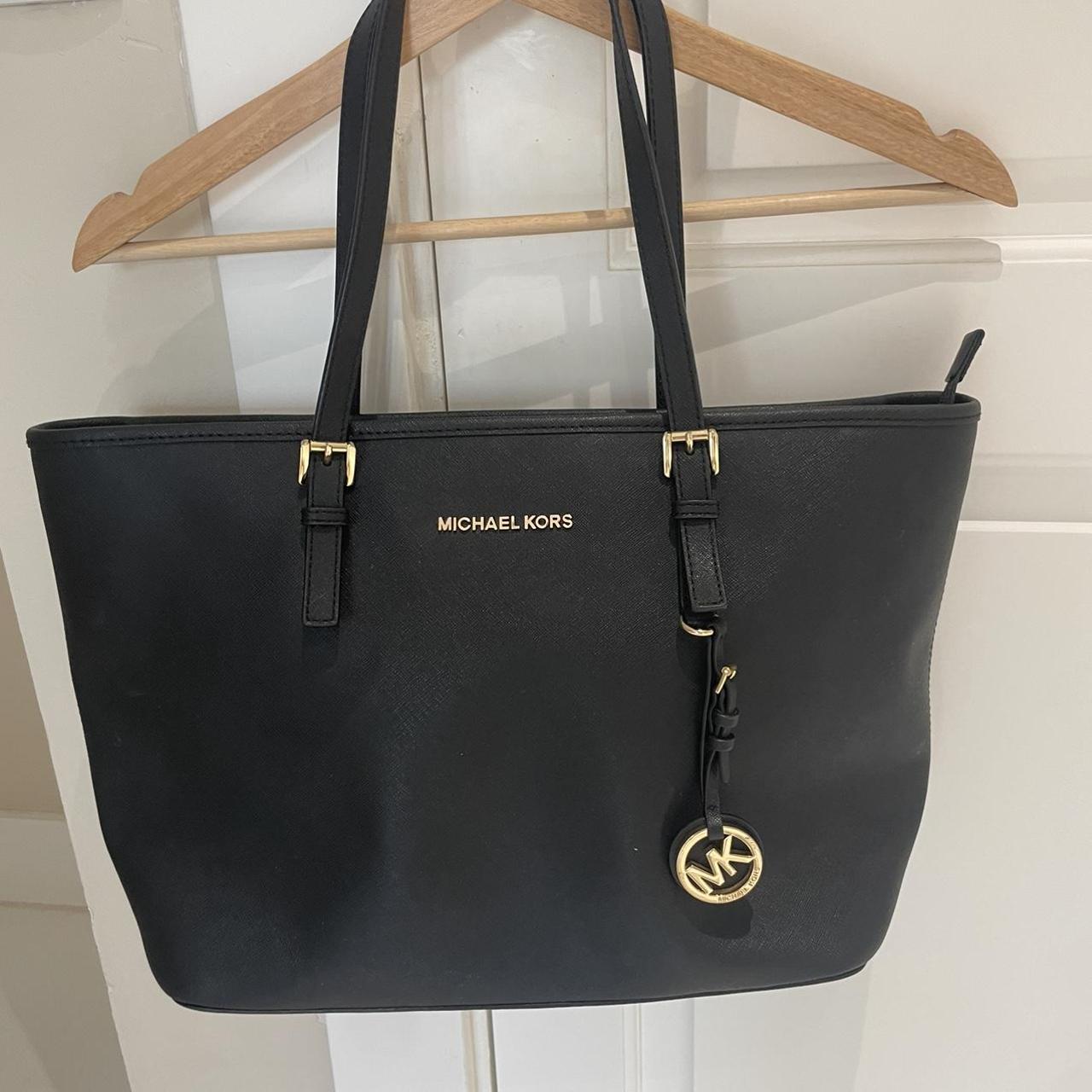 Michael Kors Women's Black and Gold Bag | Depop