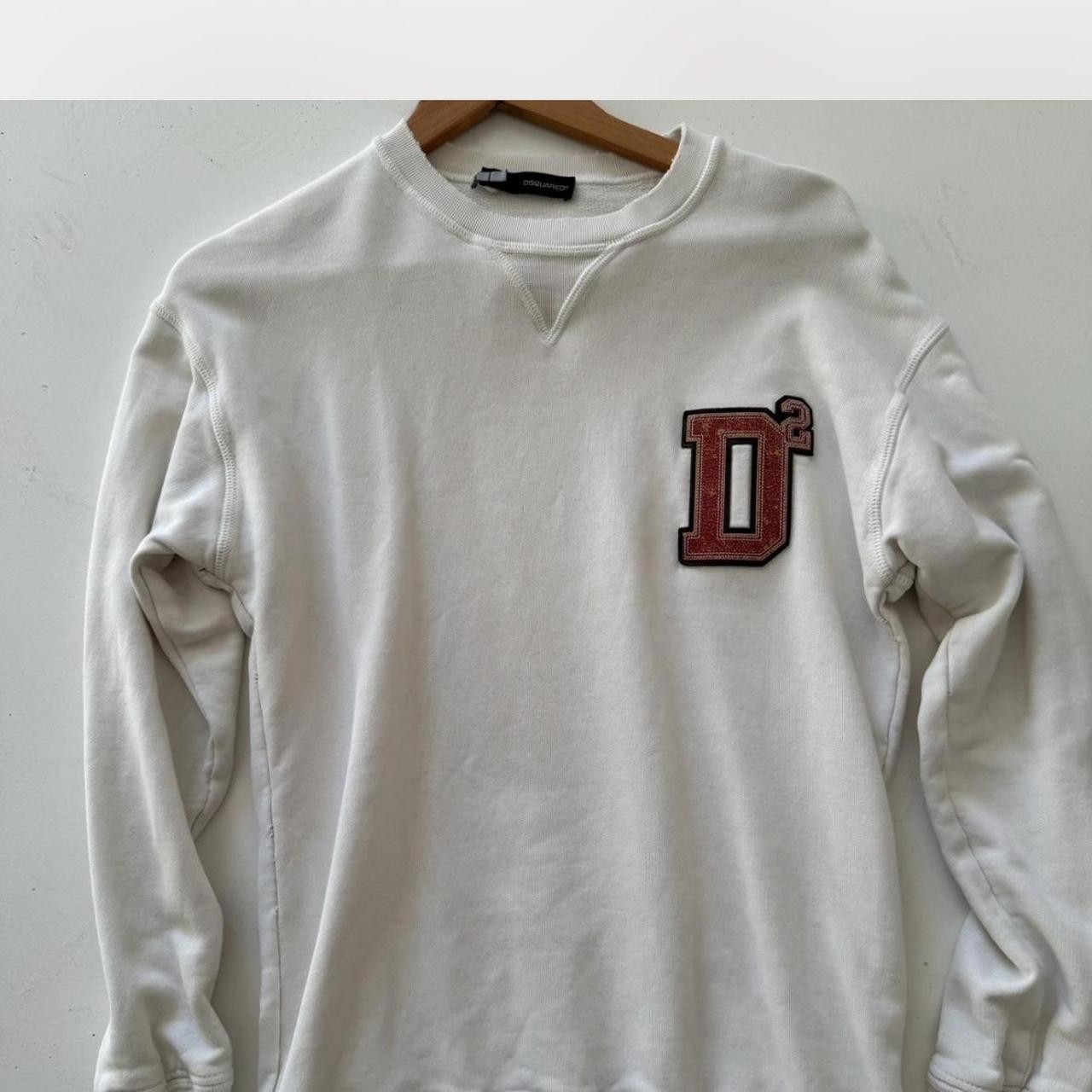 DSquared White crew neck jumper worn a few times. Depop