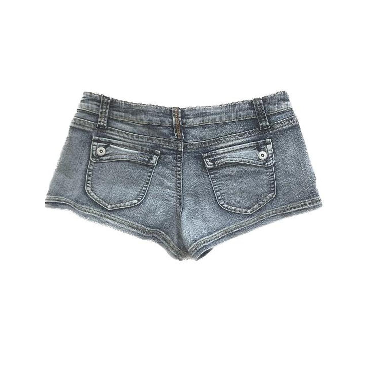 low rise y2k denim mini / micro shorts light wash,... - Depop