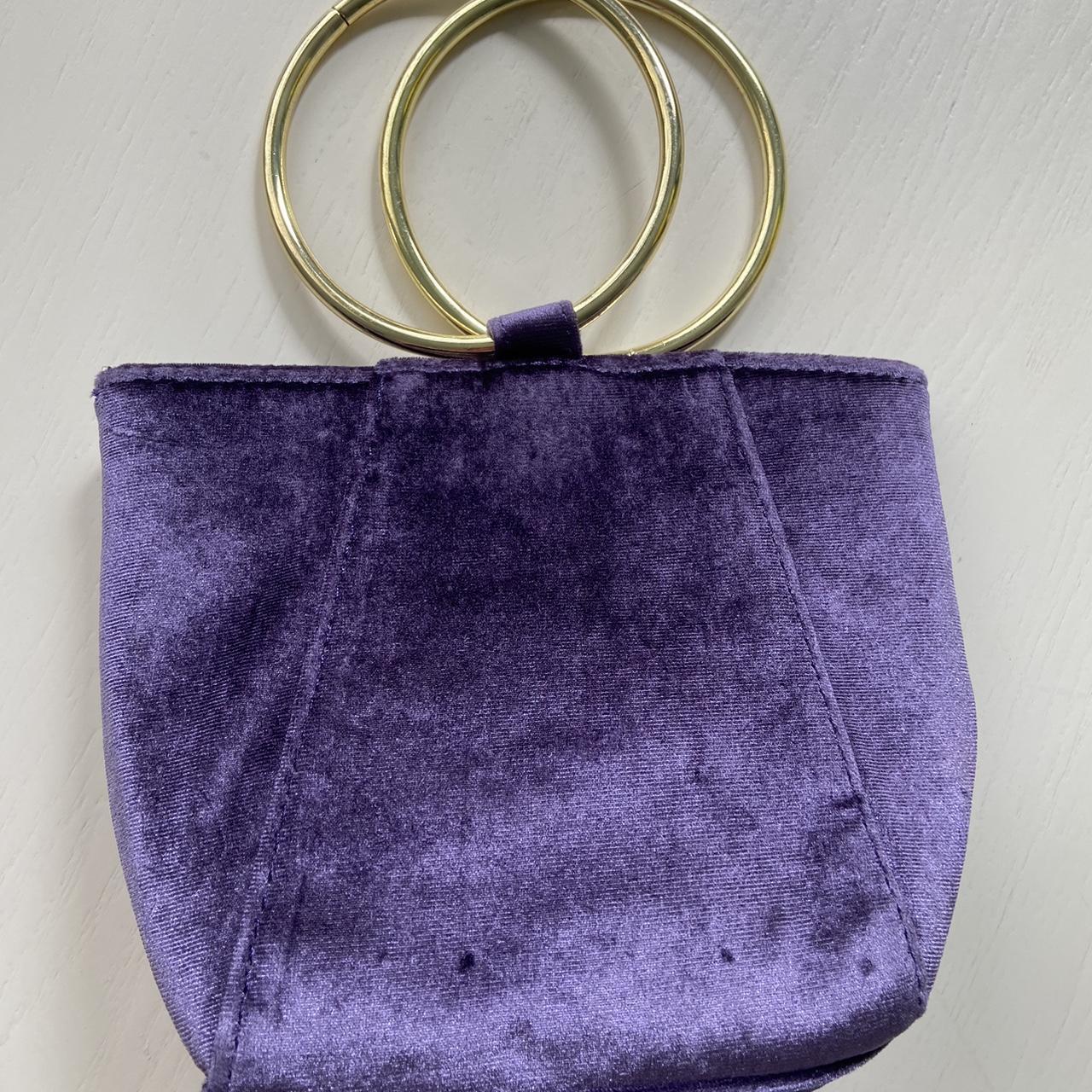 Vintage purple velvet purse with gold metal handles