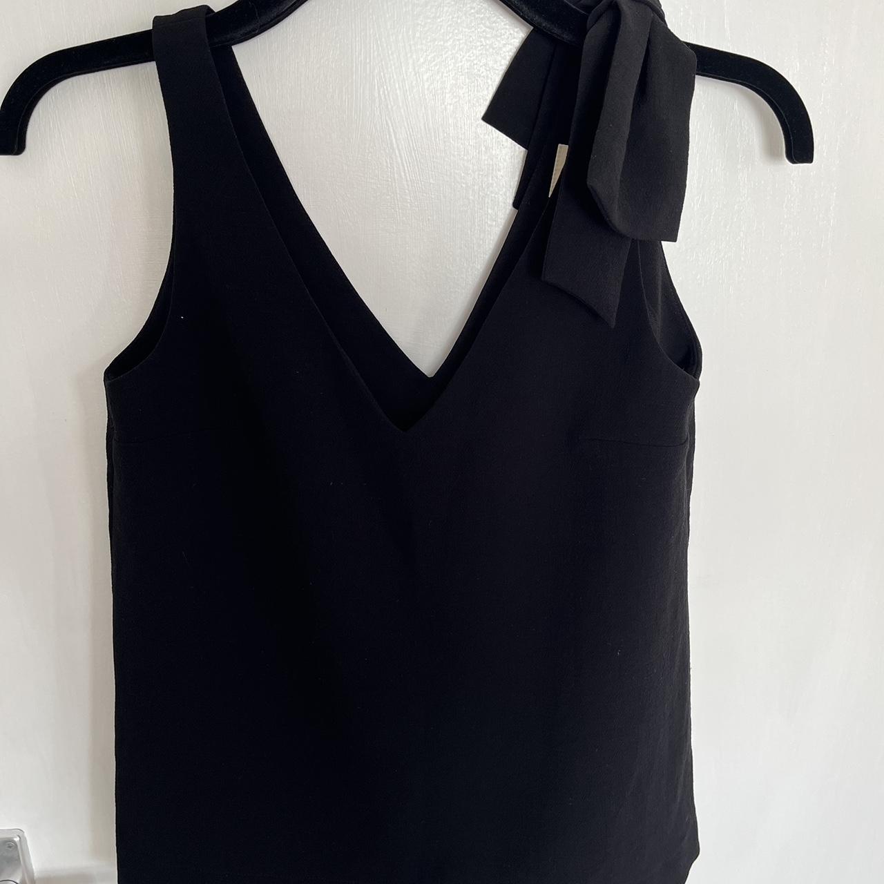 Sezane black v-neck top 34 with detachable bow on... - Depop