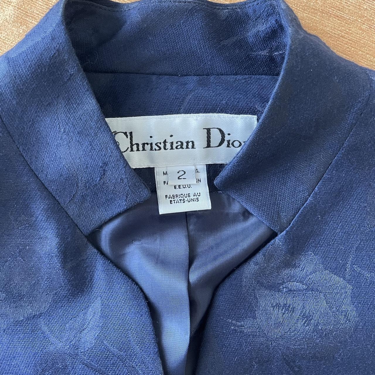 Vintage Made in USA Christian Dior Navy Blue Floral... Depop