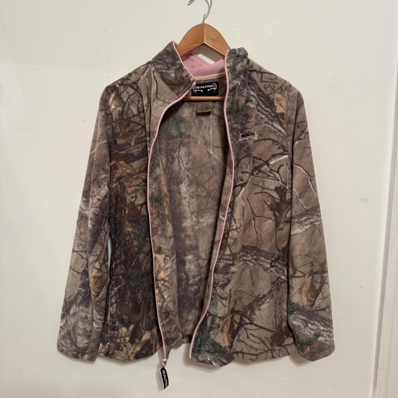 realtree women's camo zip up fleece, super cute pink... - Depop