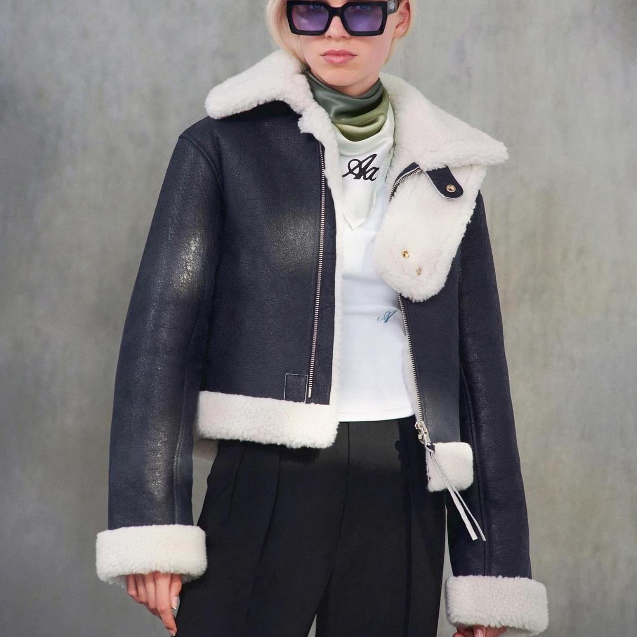 Axel Arigato Black Leather Shearling Jacket Depop