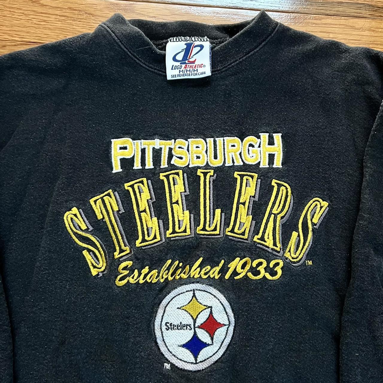 Vintage Pittsburgh Steelers sweatshirt in grey. From - Depop