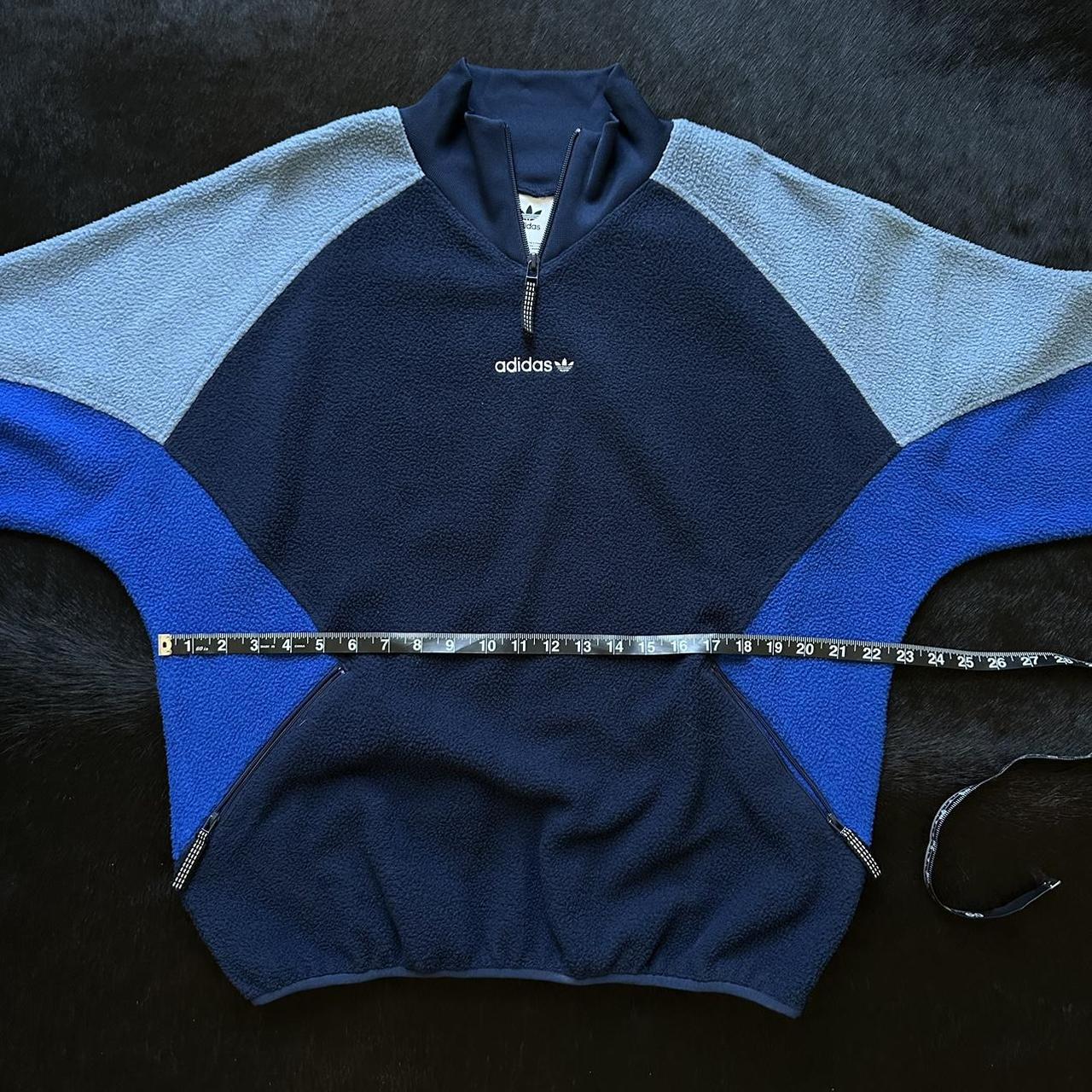 Adidas blue and navy quarter zip fleece sweatshirt... Depop