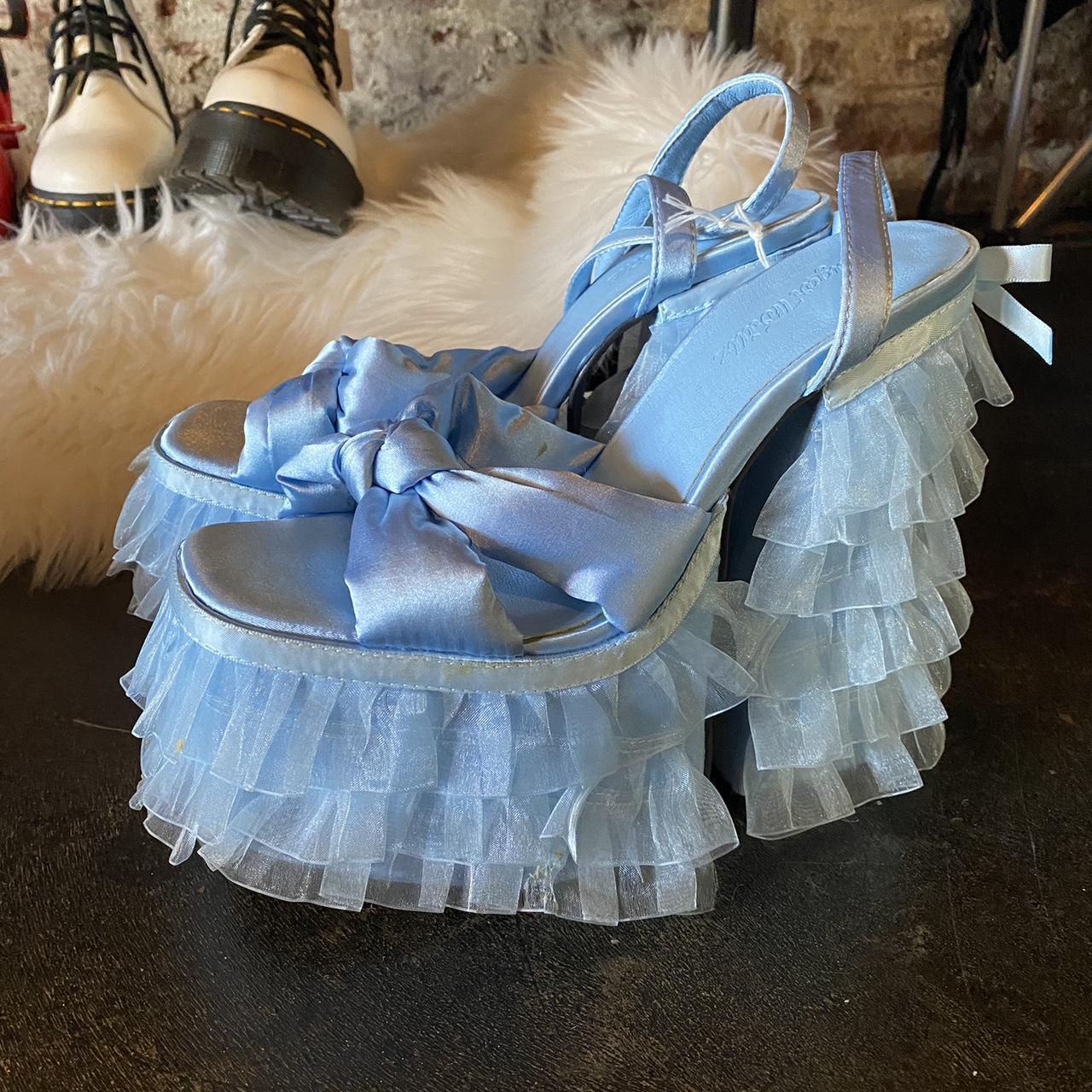 Powder blue platform heels best sale