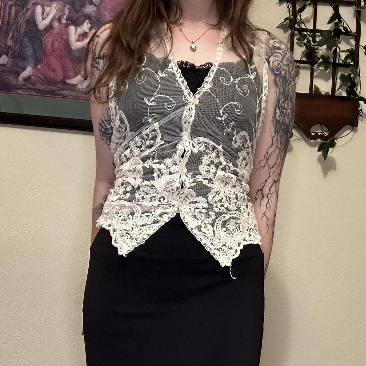 Beautiful cream lace vest that would be perfect for... Depop