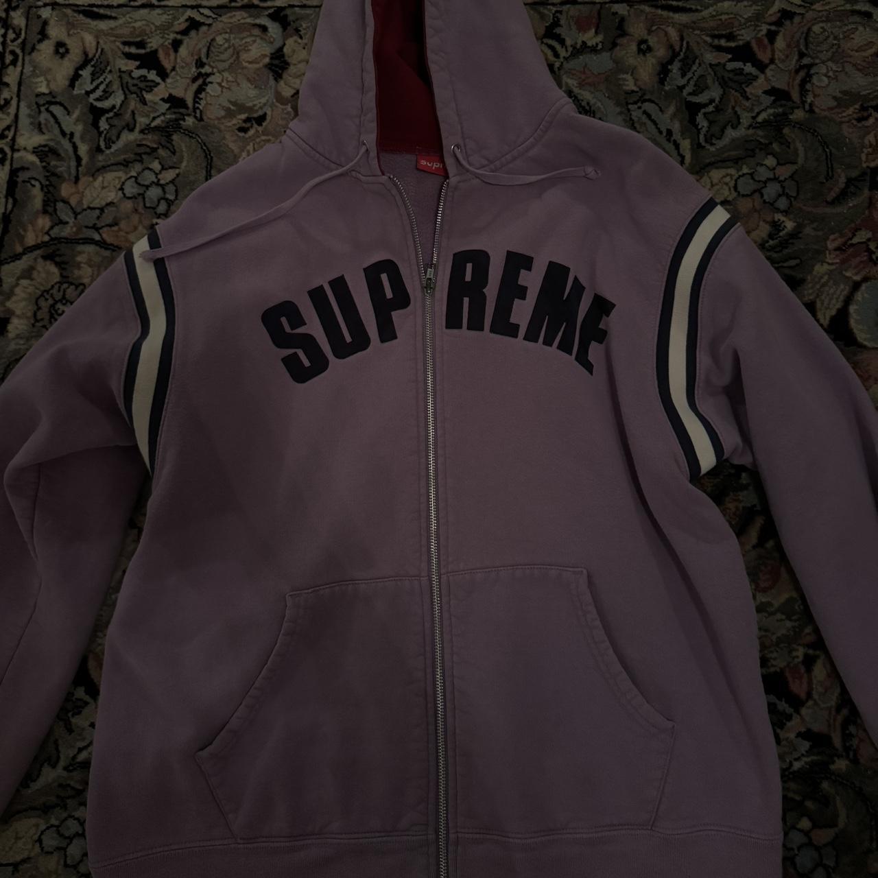 purple supreme hoodie with red hood it dose have a Depop